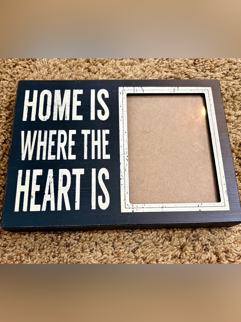 Rustic Black 'Home Is Where the Heart Is' Picture Frame Sign